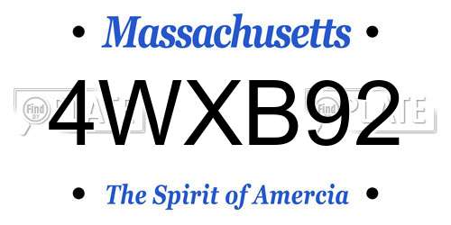4WXB92 Massachusetts License Plate