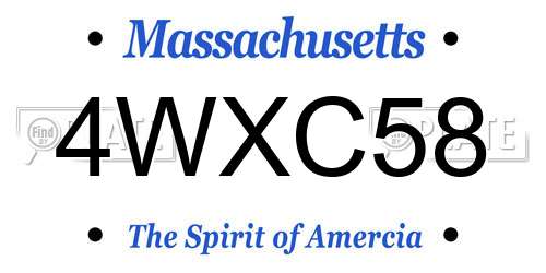 4WXC58 Massachusetts License Plate