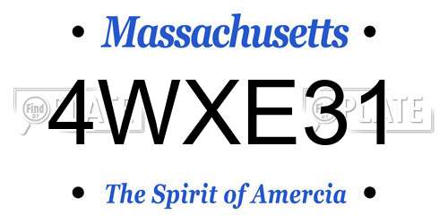 4WXE31 Massachusetts License Plate