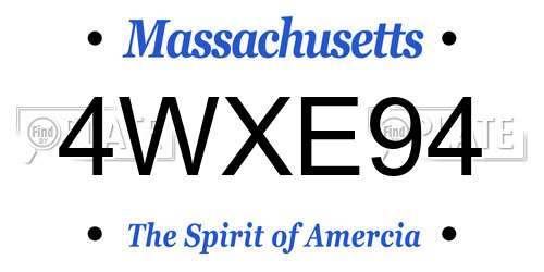 4WXE94 Massachusetts License Plate