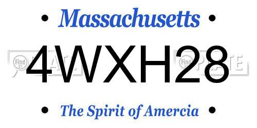 4WXH28 Massachusetts License Plate