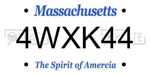 4WXK44 Massachusetts License Plate