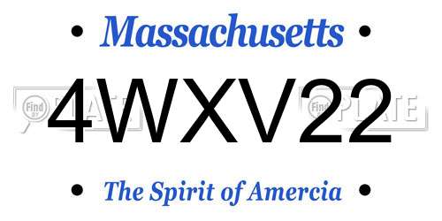 4WXV22 Massachusetts License Plate