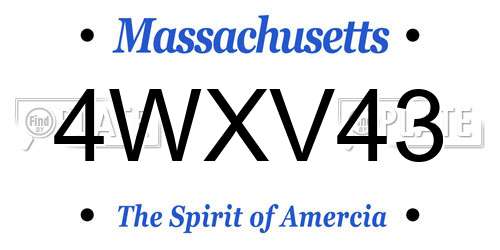 4WXV43 Massachusetts License Plate