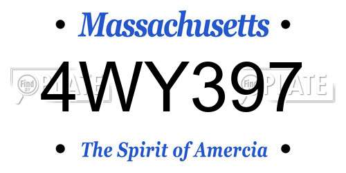 4WY397 Massachusetts License Plate