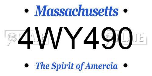 4WY490 Massachusetts License Plate