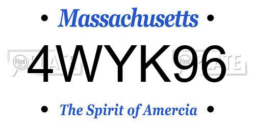 4WYK96 Massachusetts License Plate