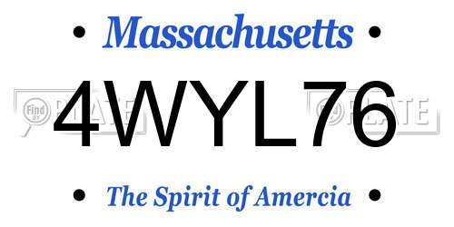 4WYL76 Massachusetts License Plate