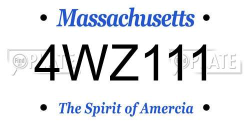 4WZ111 Massachusetts License Plate