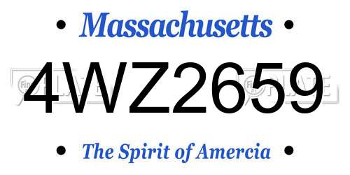 4WZ2659 Massachusetts License Plate
