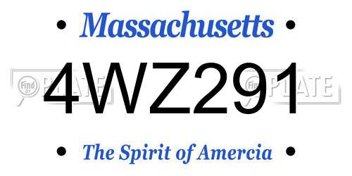 4WZ291 Massachusetts License Plate