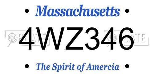 4WZ346 Massachusetts License Plate