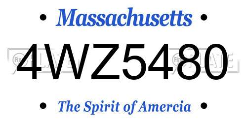 4WZ5480 Massachusetts License Plate