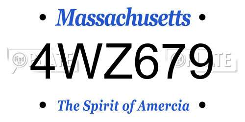 4WZ679 Massachusetts License Plate