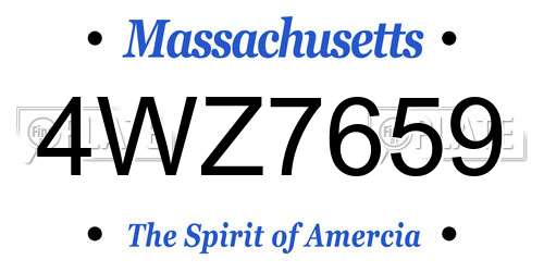 4WZ7659 Massachusetts License Plate