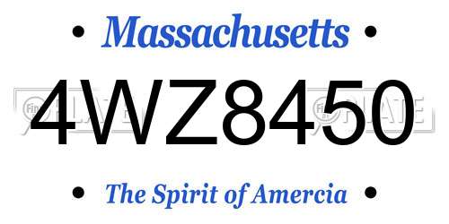 4WZ8450 Massachusetts License Plate