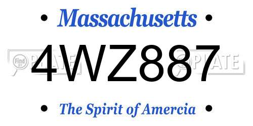 4WZ887 Massachusetts License Plate