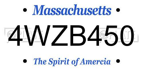 4WZB450 Massachusetts License Plate