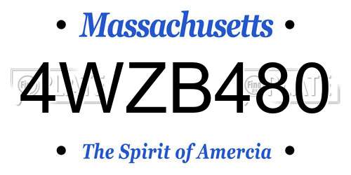 4WZB480 Massachusetts License Plate