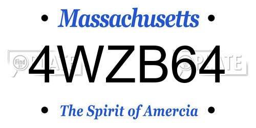 4WZB64 Massachusetts License Plate