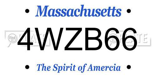 4WZB66 Massachusetts License Plate