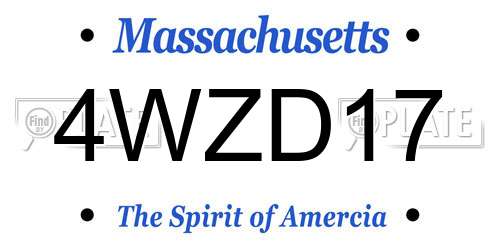 4WZD17 Massachusetts License Plate