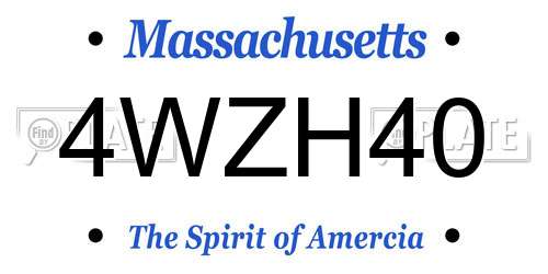 4WZH40 Massachusetts License Plate