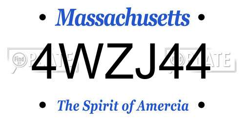 4WZJ44 Massachusetts License Plate