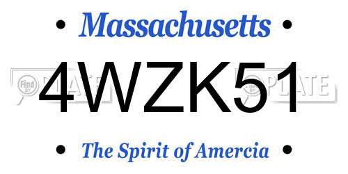 4WZK51 Massachusetts License Plate