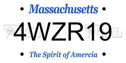 4WZR19 Massachusetts License Plate