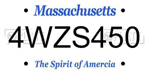 4WZS450 Massachusetts License Plate