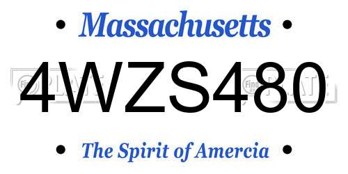 4WZS480 Massachusetts License Plate