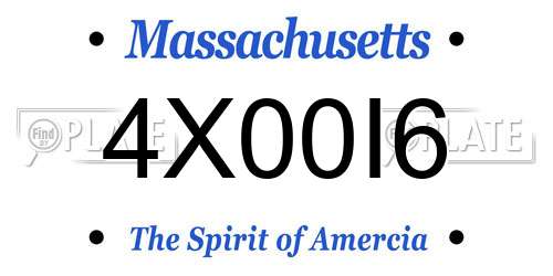 4X00I6 Massachusetts License Plate