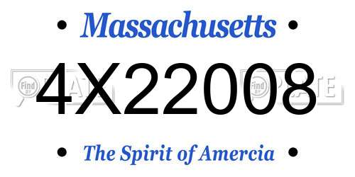 4X22008 Massachusetts License Plate