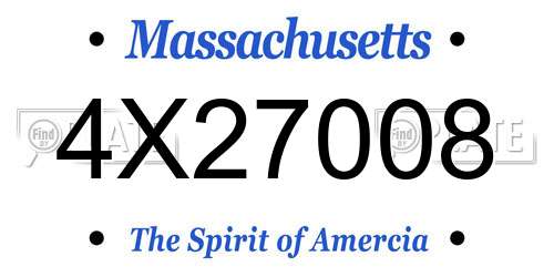 4X27008 Massachusetts License Plate