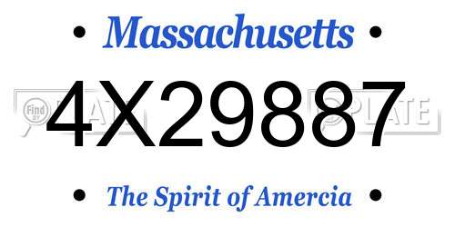 4X29887 Massachusetts License Plate