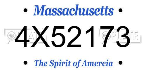 4X52173 Massachusetts License Plate