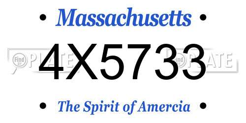 4X5733 Massachusetts License Plate