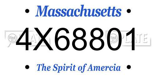 4X68801 Massachusetts License Plate