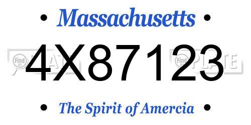 4X87123 Massachusetts License Plate