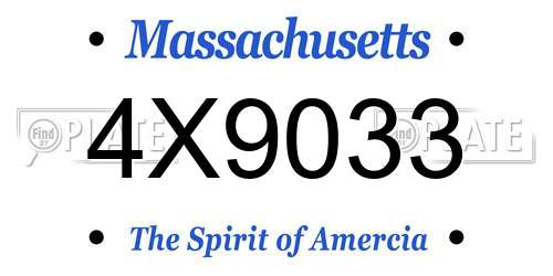 4X9033 Massachusetts License Plate