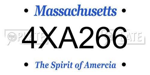 4XA266 Massachusetts License Plate