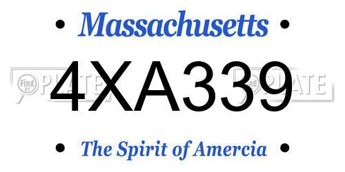 4XA339 Massachusetts License Plate