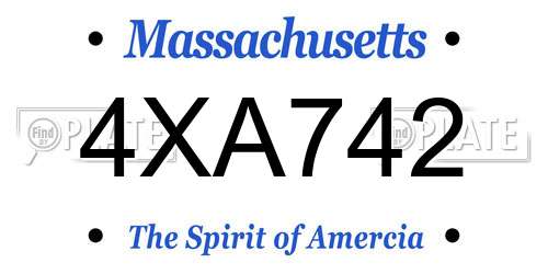 4XA742 Massachusetts License Plate