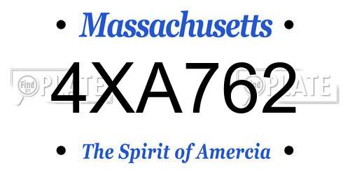 4XA762 Massachusetts License Plate