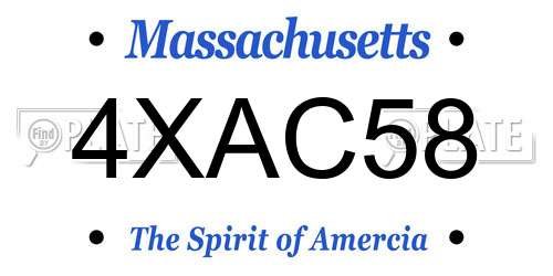 4XAC58 Massachusetts License Plate