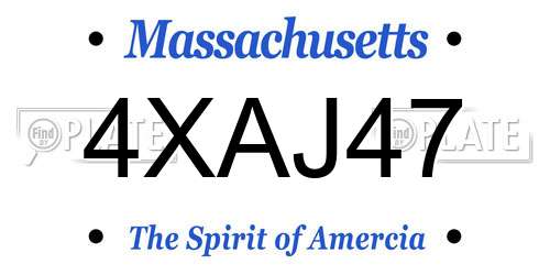 4XAJ47 Massachusetts License Plate