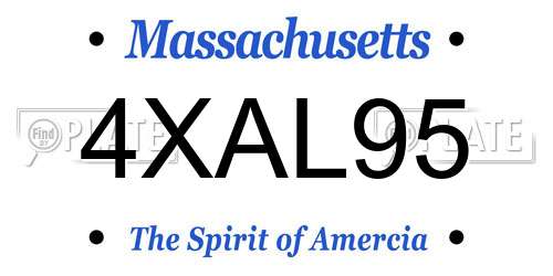 4XAL95 Massachusetts License Plate