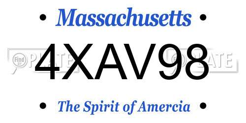 4XAV98 Massachusetts License Plate