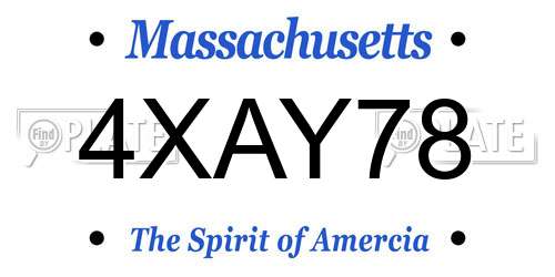 4XAY78 Massachusetts License Plate